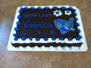 Veronica's farewell cake featuring a Fighting Jumbo.