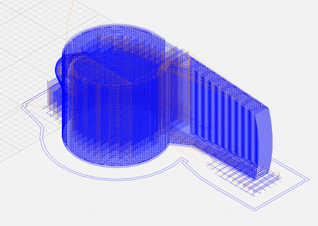 GCode visualized to show supports