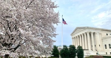 Picture of US Supreme Court Building with blossoming cherry tree