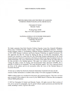 Image of first page and acknowledgements for NBER working paper series, paper 26488