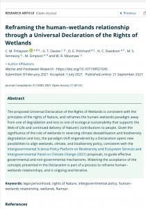 Reframing the human-wetlands relationship- Moomaw