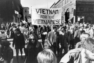 Students marching in protest of Vietnam War, October 1969