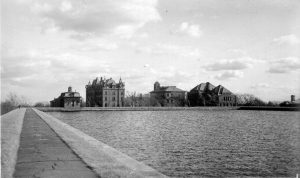 Rollins, Edwin B. View of campus from The Rez. MS054.003.DO.00980. Tufts University. Digital Collections and Archives. Medford, MA. http://hdl.handle.net/10427/1941 (accessed September 30, 2016).