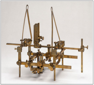 A stereotaxic device: An early example of a stereotaxic device from 1908. The first human stereotaxic experiments were not done until 1947(Robinson et al., 2012).