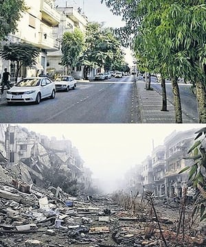 Street in Syria pre and post war