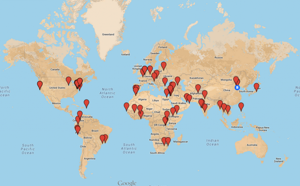 Internship map, 2015