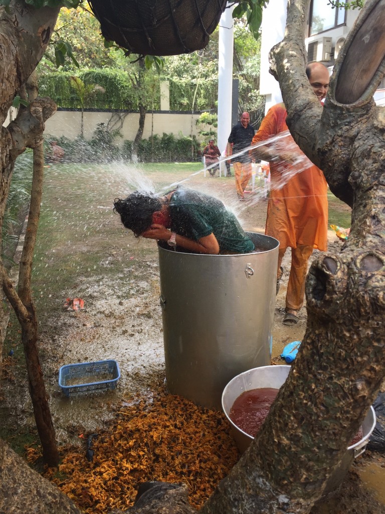 Holi traditions - dye barrel