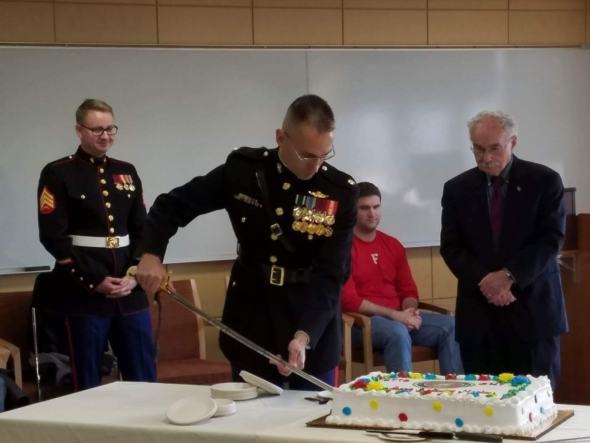 USMC birthday cake cutting ceremony