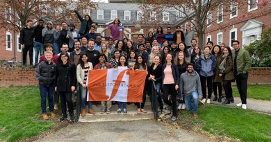 Fletcher students outside Blakeley Hall