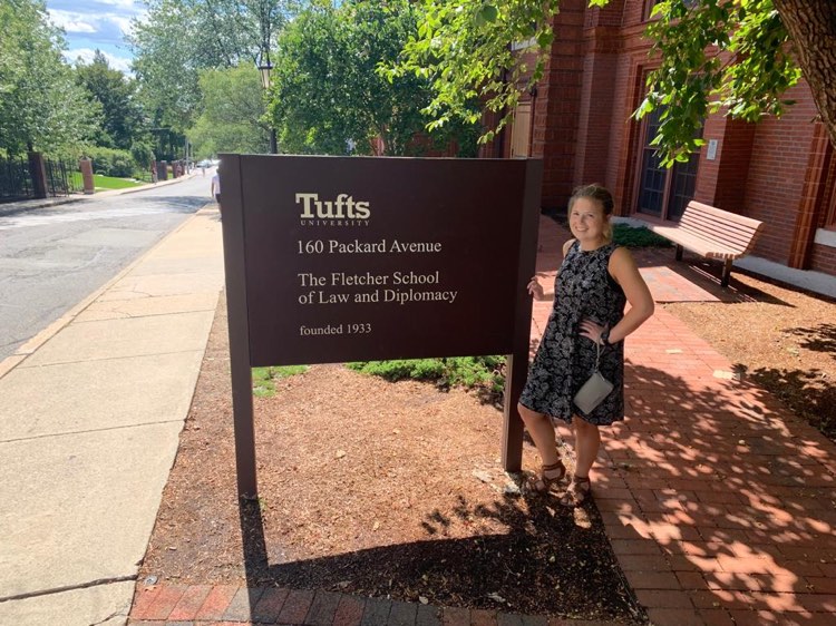 Shelby at the Fletcher entrance