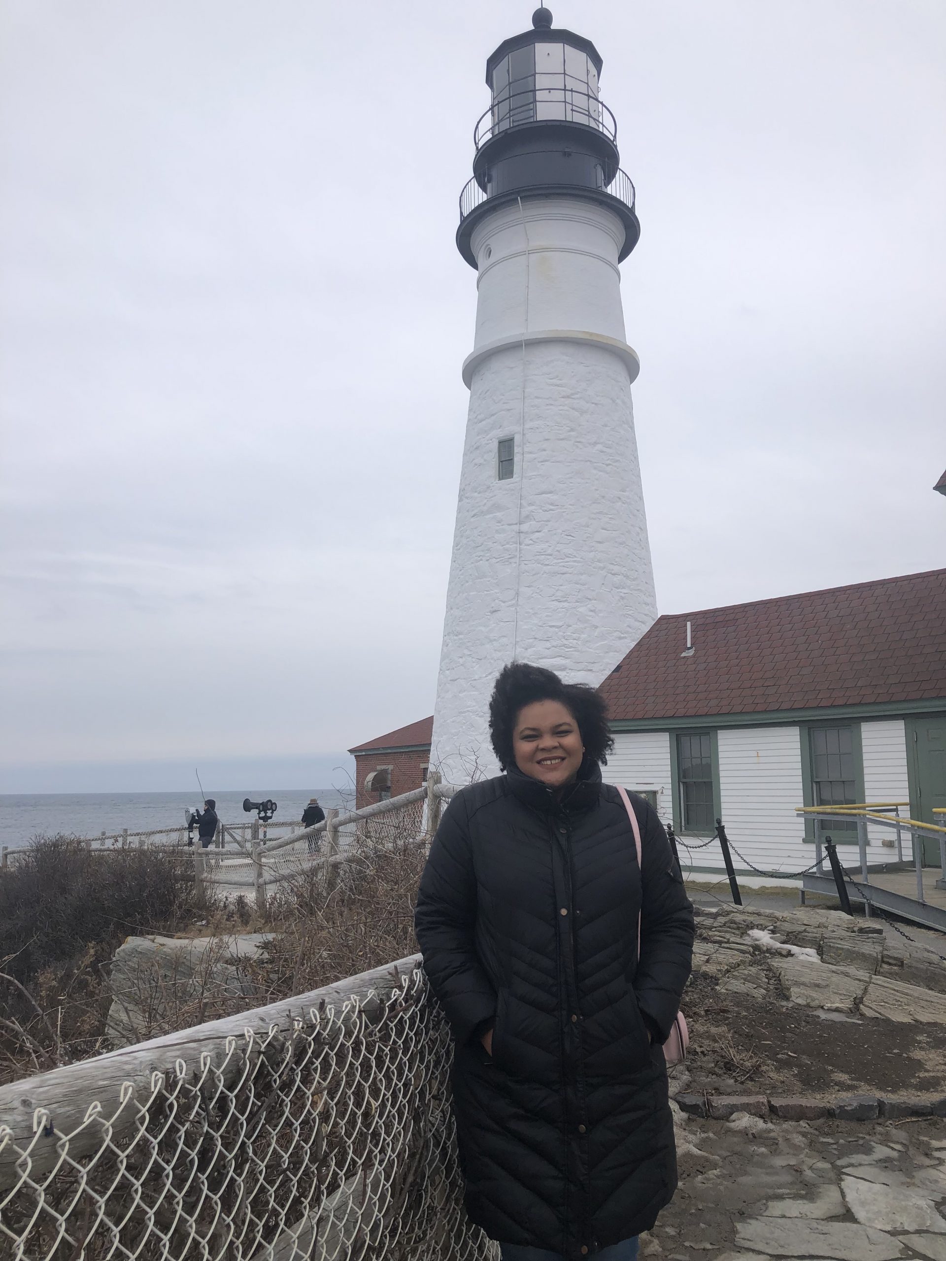 Almarie at a lighthouse