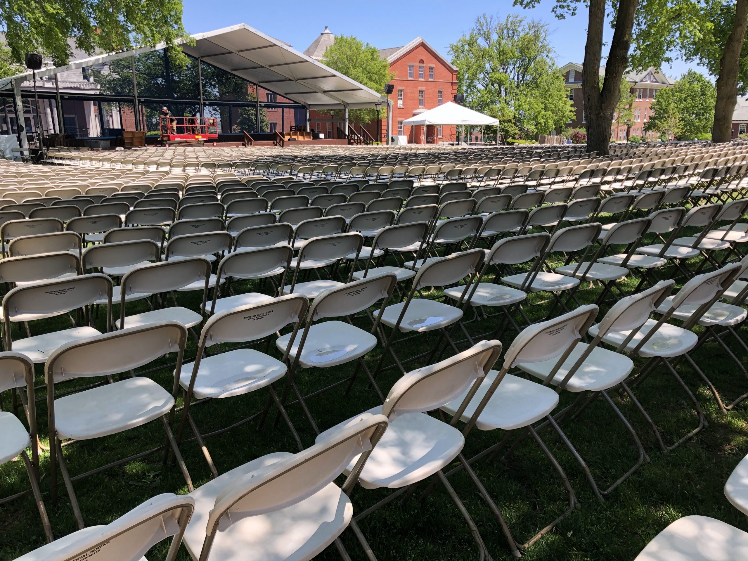 empty chairs for commencement
