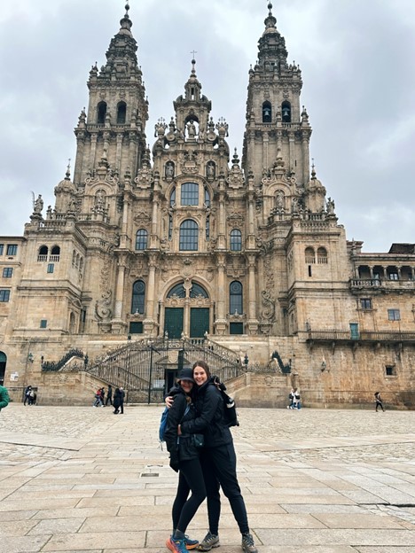 Christine and her mother at Santaigo de Campostela