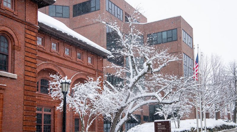 A photograph of The Fletcher School in the snow by Alonso Nichols.