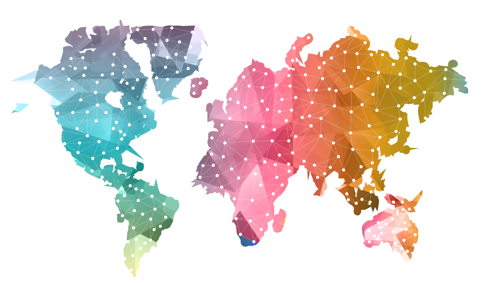 a multicolor polygon style world map