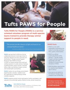Flyer for Tufts PAWS for People