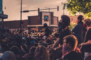 A crowd of people at a BLM protest