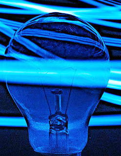 Lightbulb with blue wires around it