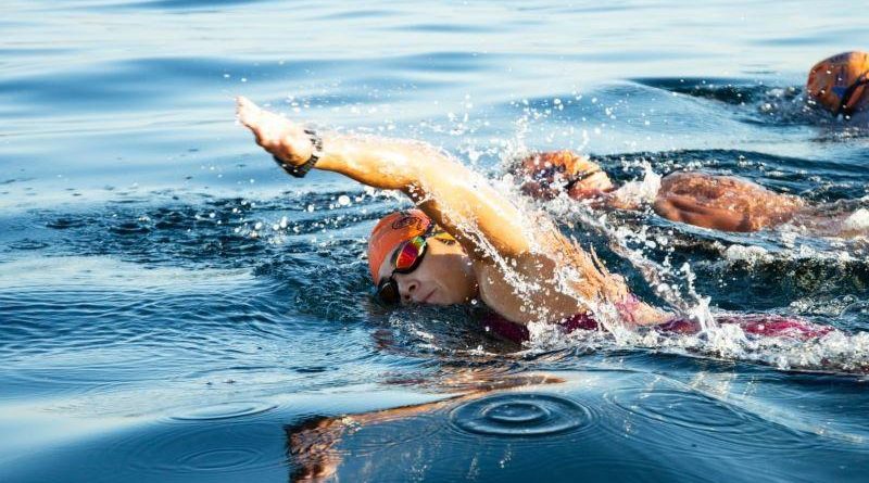 Anna Zuccolotto competes in an open water swimming race.