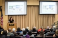 10/21/2015 - Medford, MA - Kimberly Theidon gives a special lecture in honor of receiving the Henry J. Leir Chair in International Humanitarian Studies on October 21st, 2015. (Ian MacLellan for Tufts University)