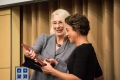 10/21/2015 - Medford, MA - Eileen Babbitt presents an award to Maria Stephan, recipient of the Inaugural Henry J. Leir Human Security Award on October 21st, 2015. (Ian MacLellan for Tufts University)