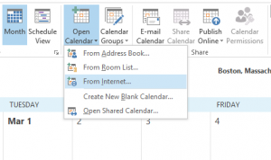Adding an iCal feed to Microsoft Outlook