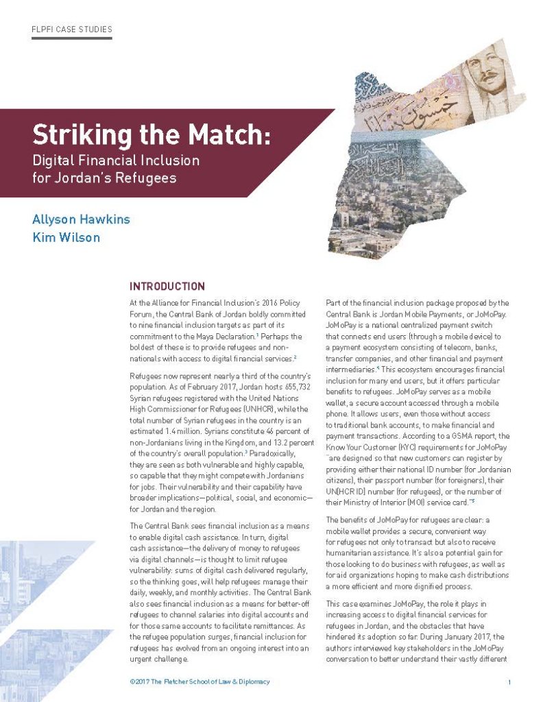 Striking the Match: Digital Financial Inclusion for Jordan’s Refugees
