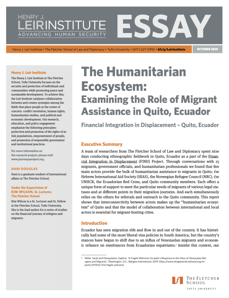 The Humanitarian Ecosystem: Examining the Role of Migrant Assistance in Quito, Ecuador