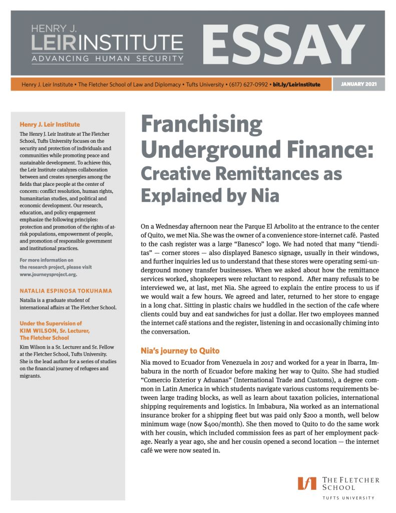Franchising Underground Finance: Creative Remittances as Explained by Nia