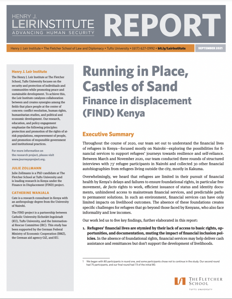 Running in Place, Castles of Sand Finance in displacement (FIND) Kenya