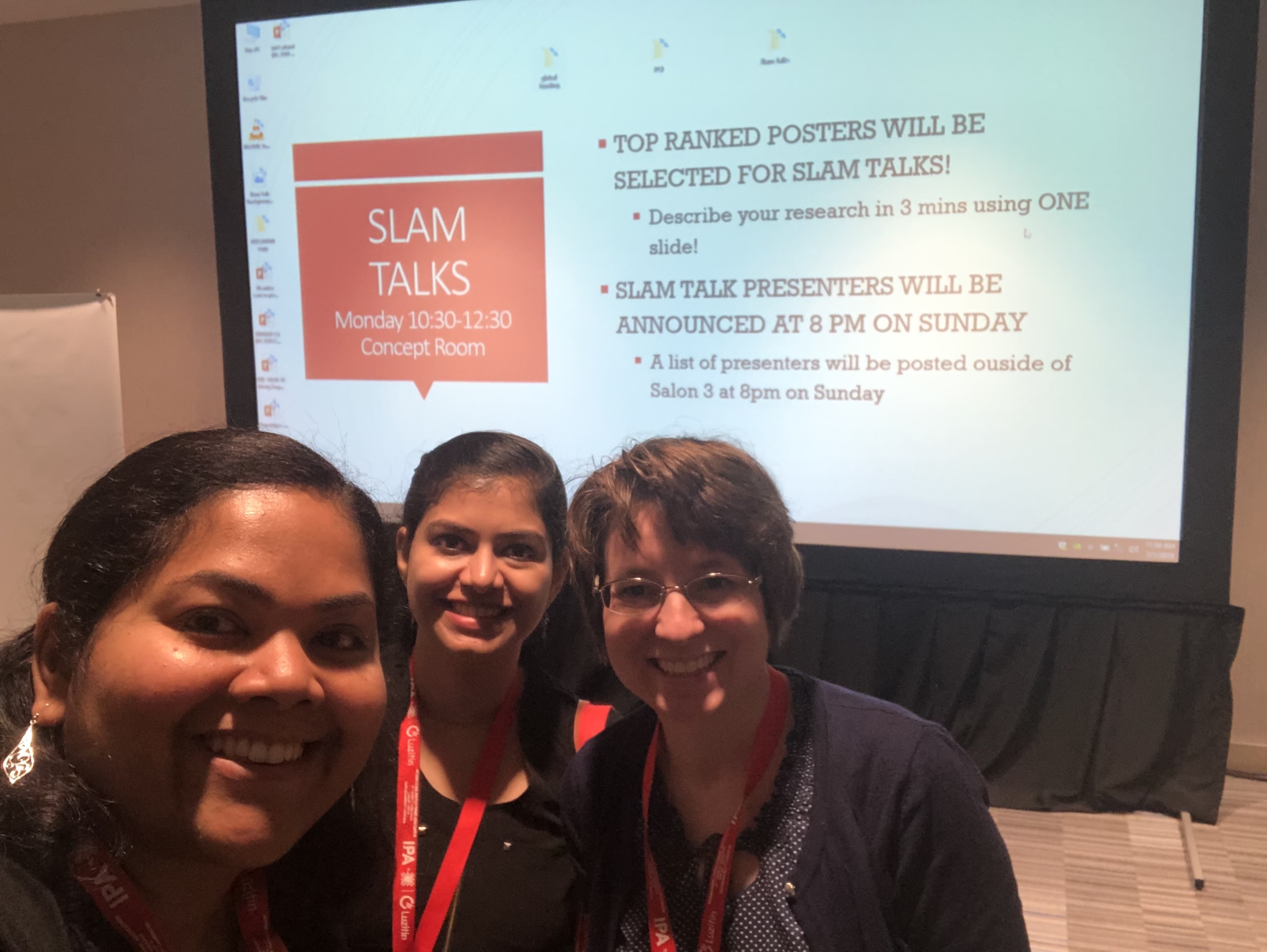 Dr.Mallidi with Dr.Theresa Busch organizing the Slam Talks session at the International Photodynamic Association Meeting in Boston 2019
