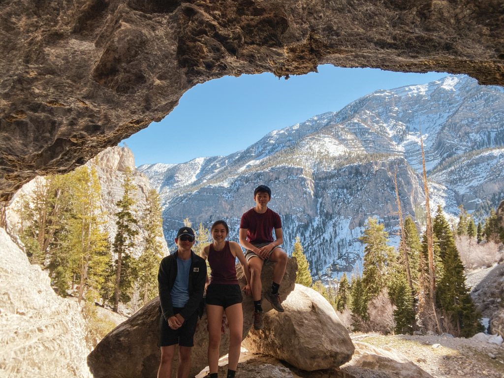 Melanie with her brothers in cave on Mt. Charleston, NV.