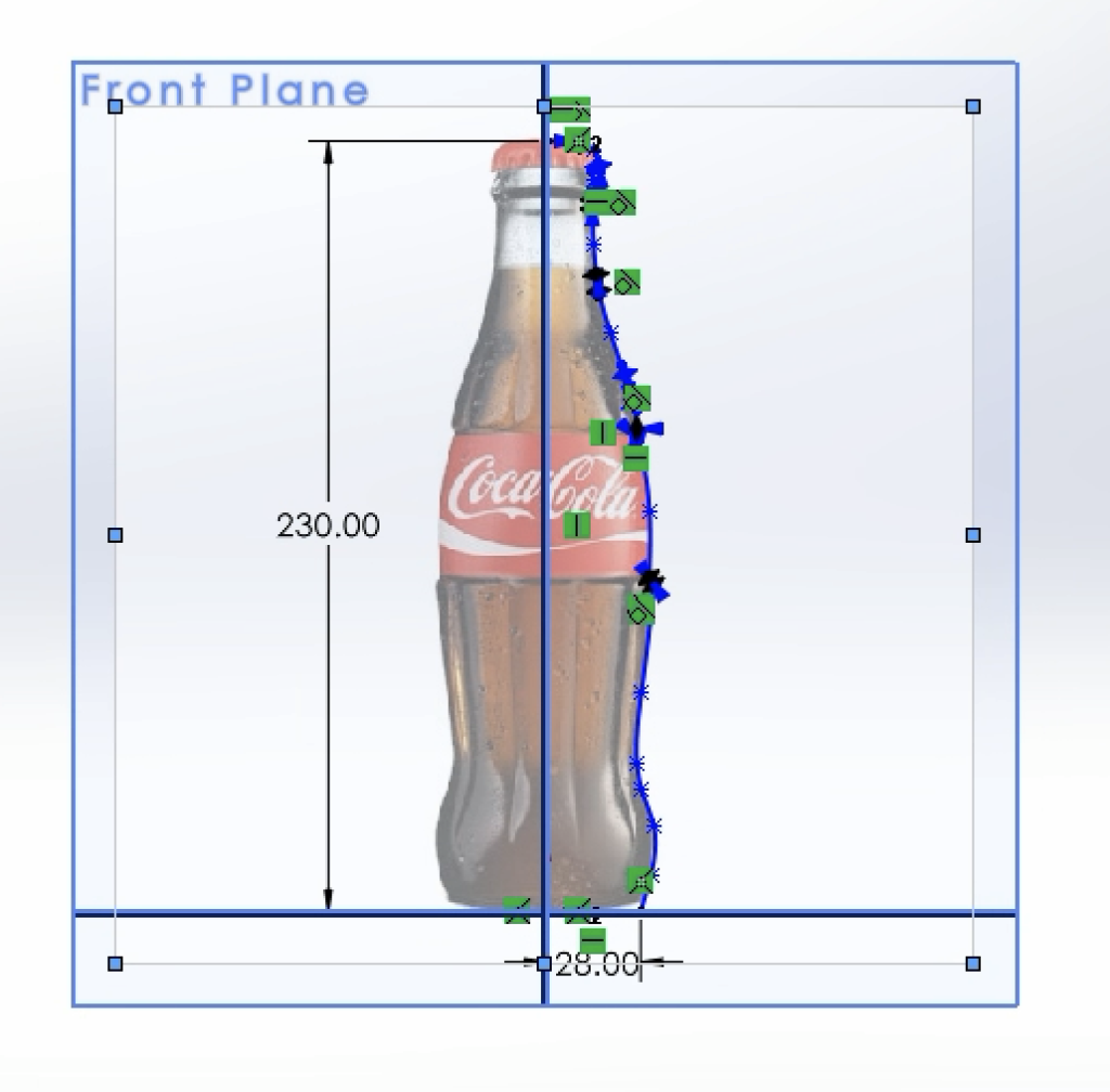 Sketch of half the bottle from the traced image