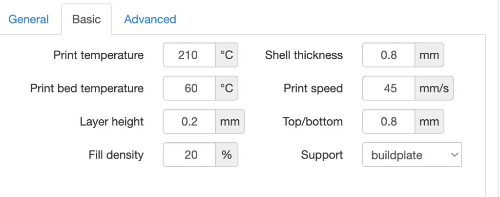 Print specifications of model 