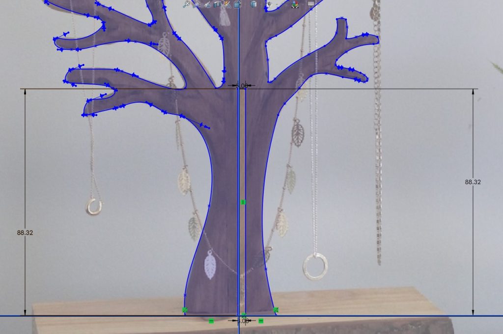 Tree sketch with a bottom rectangular channel 3mm wide to interlock the pieces