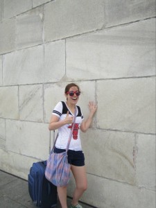 I am very excited to be touching the Washington Monument