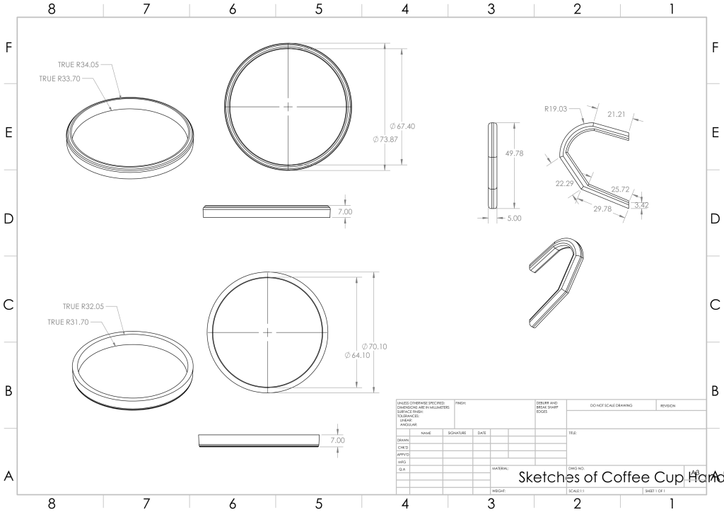 CAD Engineering Designs of the Tumbler handle design