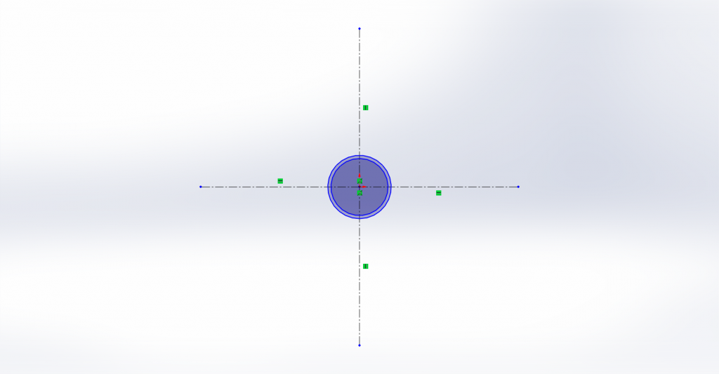 "the creation of a circle on the gridlines in solidworks