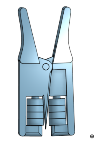 A screenshot of the Onshape workspace showing our updated prototype with the pointed wedge facing the front.