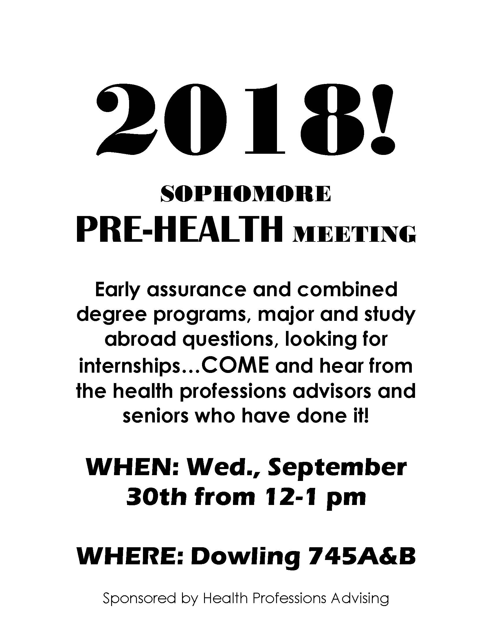 Sophomore pre-health meeting flyer