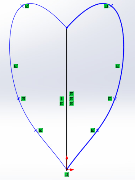 Image of heart outline in SolidWorks