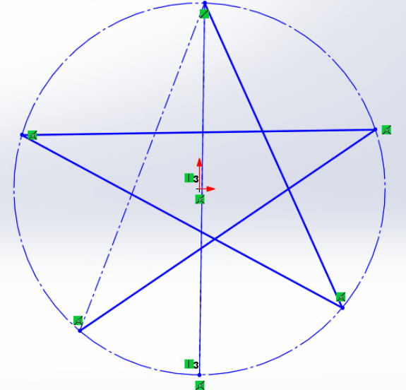 Image of a star outline in SolidWorks