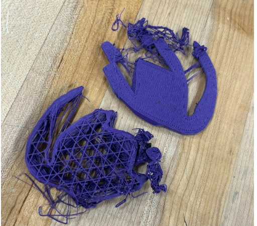 First failed attempt of 3D printing. Shows only two layers of print.