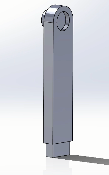 3D sketch of the robot hand part. The sketch includes a prism with an extruded part that represents the hand attachment part.