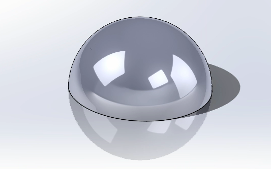 3D sketch of the robot head part. The sketch includes a half sphere.