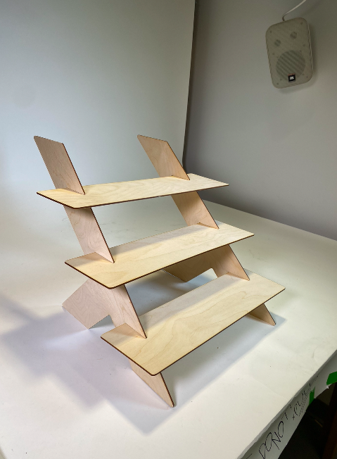 Final Shelf Product includes two Y-inverted standing legs, and three rectangular shelves that fit in the slits.