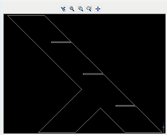A dxf file screenshot showing the Standing Leg for the model that is Y-inverted shaped and includes the slits.