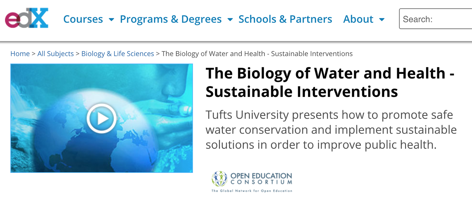 The Biology of Water and Health EdX Course
