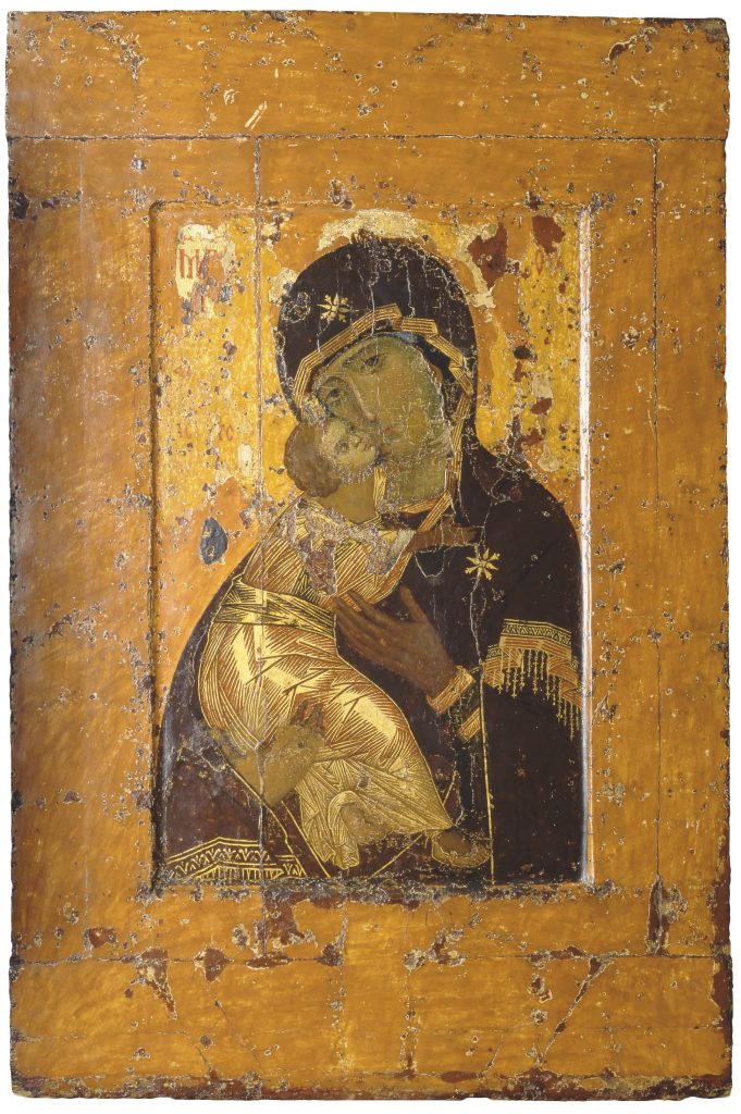 The front of the Virgin of Vladimir icon, tempera on panel, early twelfth century