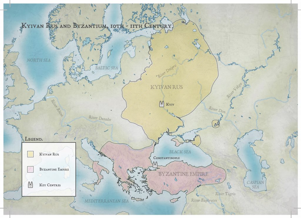 Map of Kyivan Rus and Byzantium